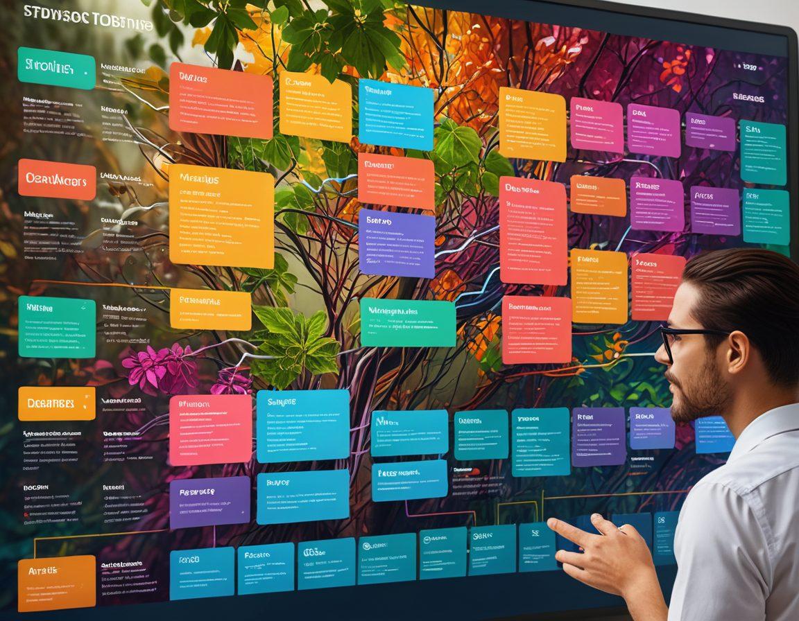 A diverse group of people creating and navigating a web directory together, with a vibrant and interactive digital flowchart in the background, highlighting various colorful directory branches and categories. Futuristic but approachable design. super-realistic. vibrant colors.